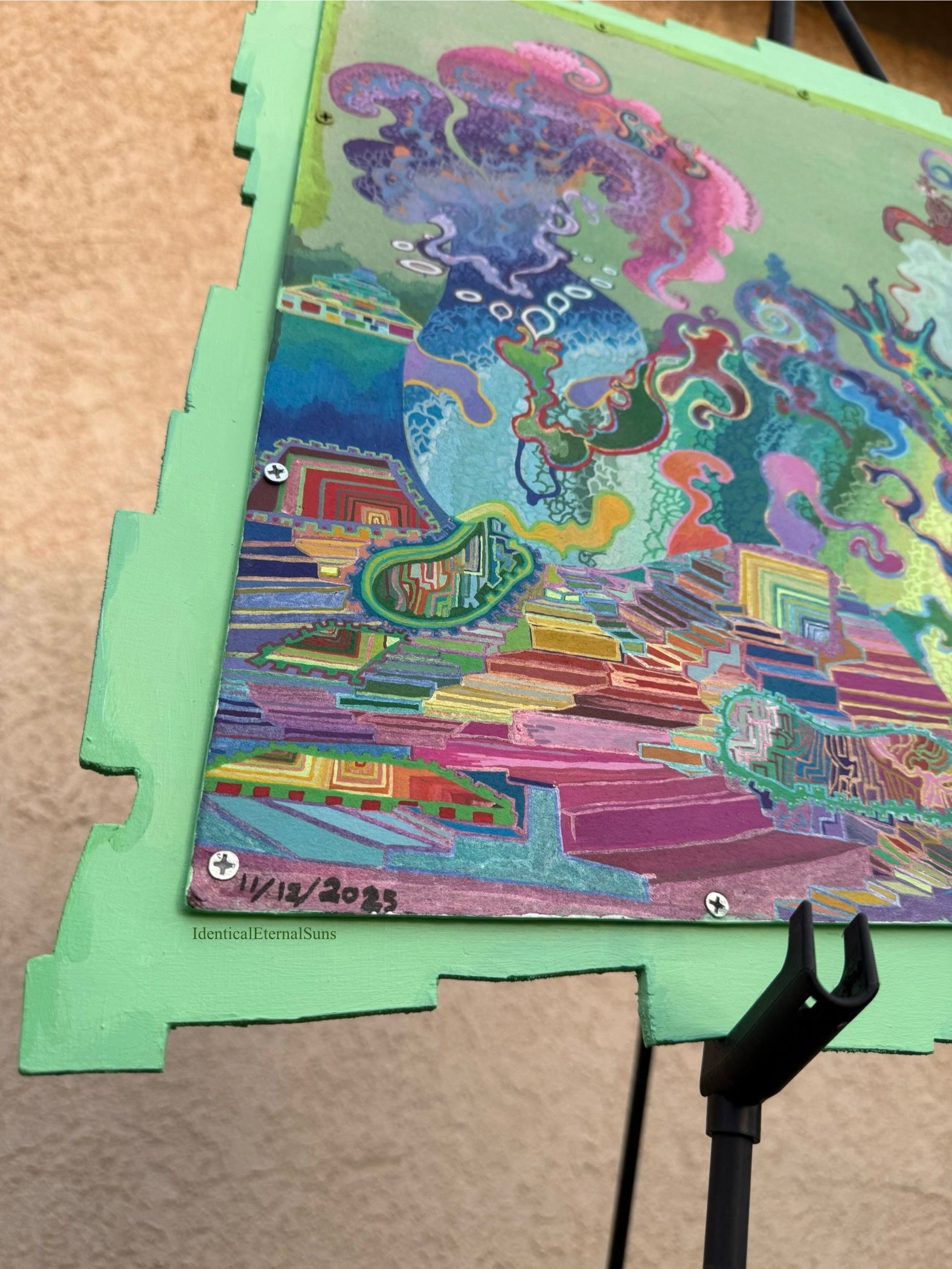 Seafoam, Siren Art, ethereal, surrealism, surreal art, detailed artwork, colorpop art, neon trippy, trippy landscapes, alien art, toxic wasteland inspired, Siren energy, subconscious mind, unconscious mind, bismuth, bismuth crystal inspo, crystal painting, whimsical, whimsy goth, IdenticalEternalSuns, Denley Twins, fantastical art, surreal paintings, whimsical artwork, colorful surrealism, detailed fantasy art, vibrant surreal art, highly detailed paintings, maximalist art, colorful fine art imaginative art