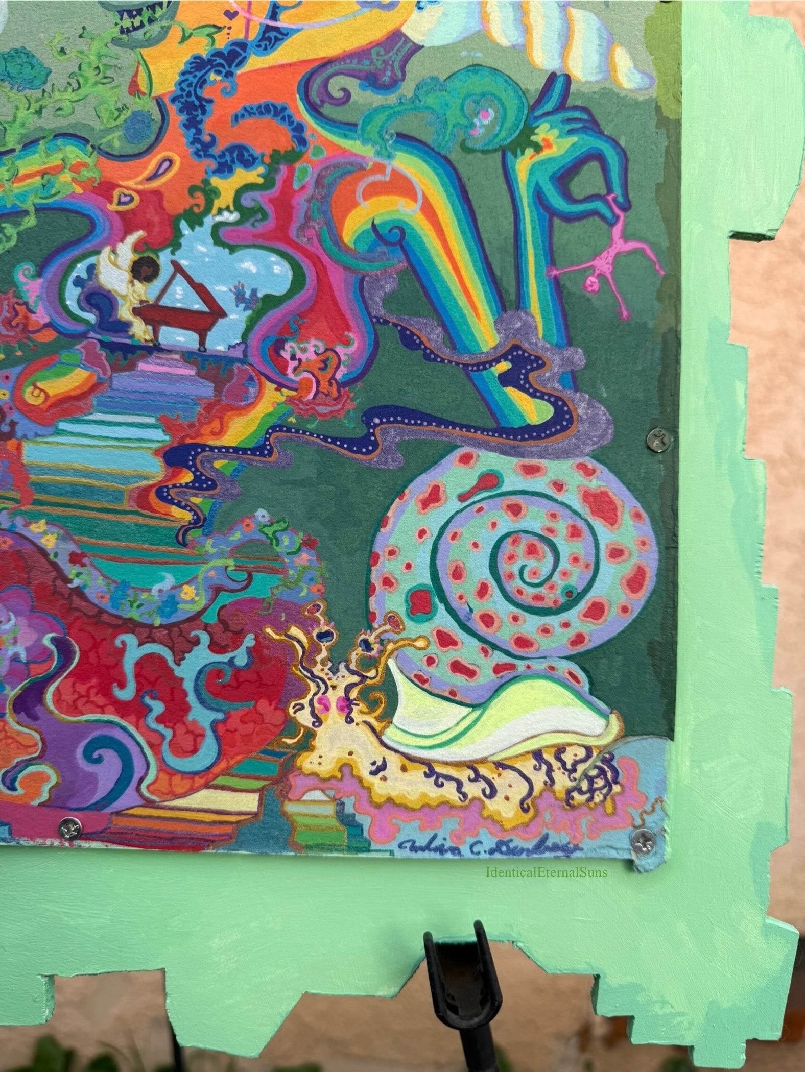 Seafoam, Siren Art, ethereal, surrealism, surreal art, detailed artwork, colorpop art, neon trippy, trippy landscapes, alien art, toxic wasteland inspired, Siren energy, subconscious mind, unconscious mind, bismuth, bismuth crystal inspo, crystal painting, whimsical, whimsy goth, IdenticalEternalSuns, Denley Twins, fantastical art, surreal paintings, whimsical artwork, colorful surrealism, detailed fantasy art, vibrant surreal art, highly detailed paintings, maximalist art, colorful fine art imaginative art