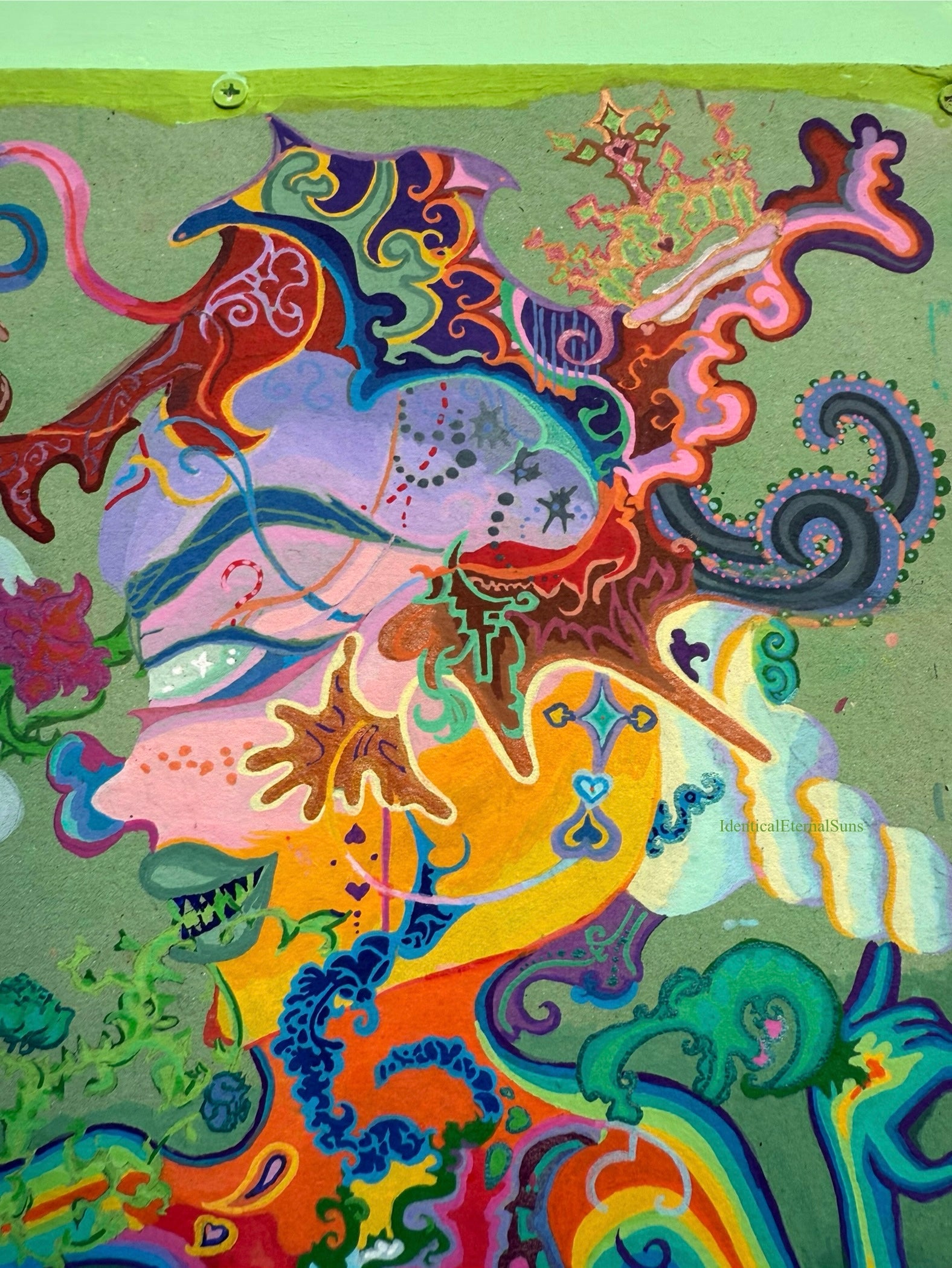Seafoam, Siren Art, ethereal, surrealism, surreal art, detailed artwork, colorpop art, neon trippy, trippy landscapes, alien art, toxic wasteland inspired, Siren energy, subconscious mind, unconscious mind, bismuth, bismuth crystal inspo, crystal painting, whimsical, whimsy goth, IdenticalEternalSuns, Denley Twins, fantastical art, surreal paintings, whimsical artwork, colorful surrealism, detailed fantasy art, vibrant surreal art, highly detailed paintings, maximalist art, colorful fine art imaginative art
