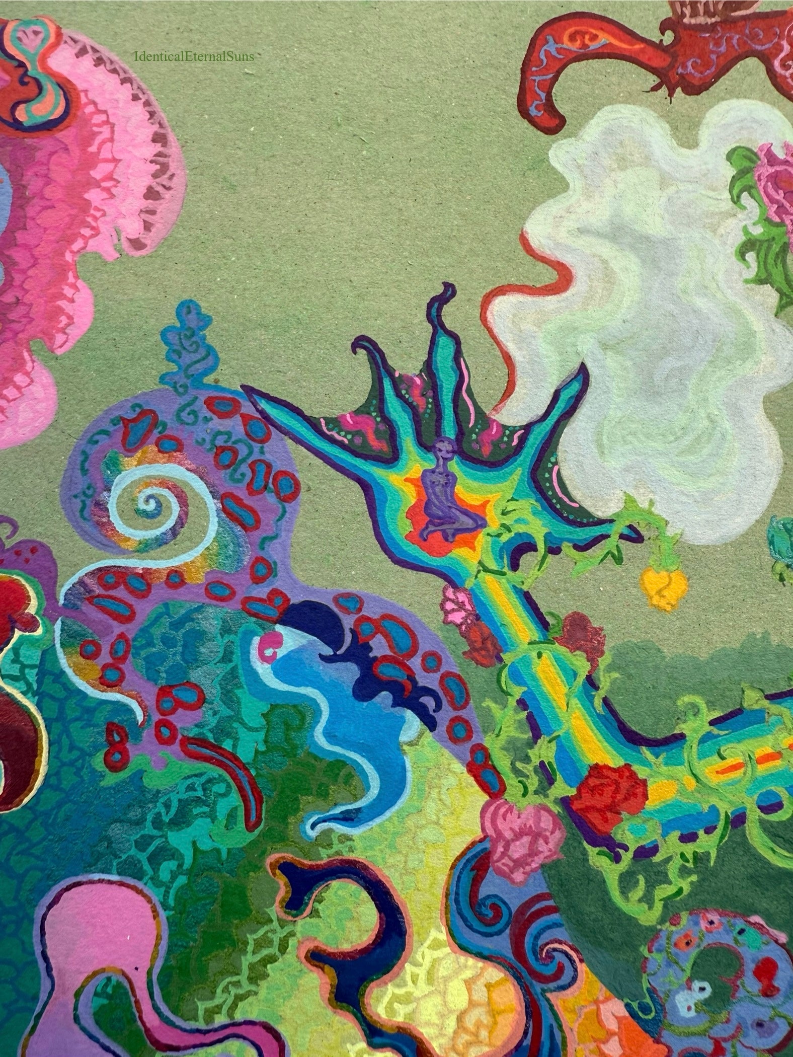 Seafoam, Siren Art, ethereal, surrealism, surreal art, detailed artwork, colorpop art, neon trippy, trippy landscapes, alien art, toxic wasteland inspired, Siren energy, subconscious mind, unconscious mind, bismuth, bismuth crystal inspo, crystal painting, whimsical, whimsy goth, IdenticalEternalSuns, Denley Twins, fantastical art, surreal paintings, whimsical artwork, colorful surrealism, detailed fantasy art, vibrant surreal art, highly detailed paintings, maximalist art, colorful fine art imaginative art