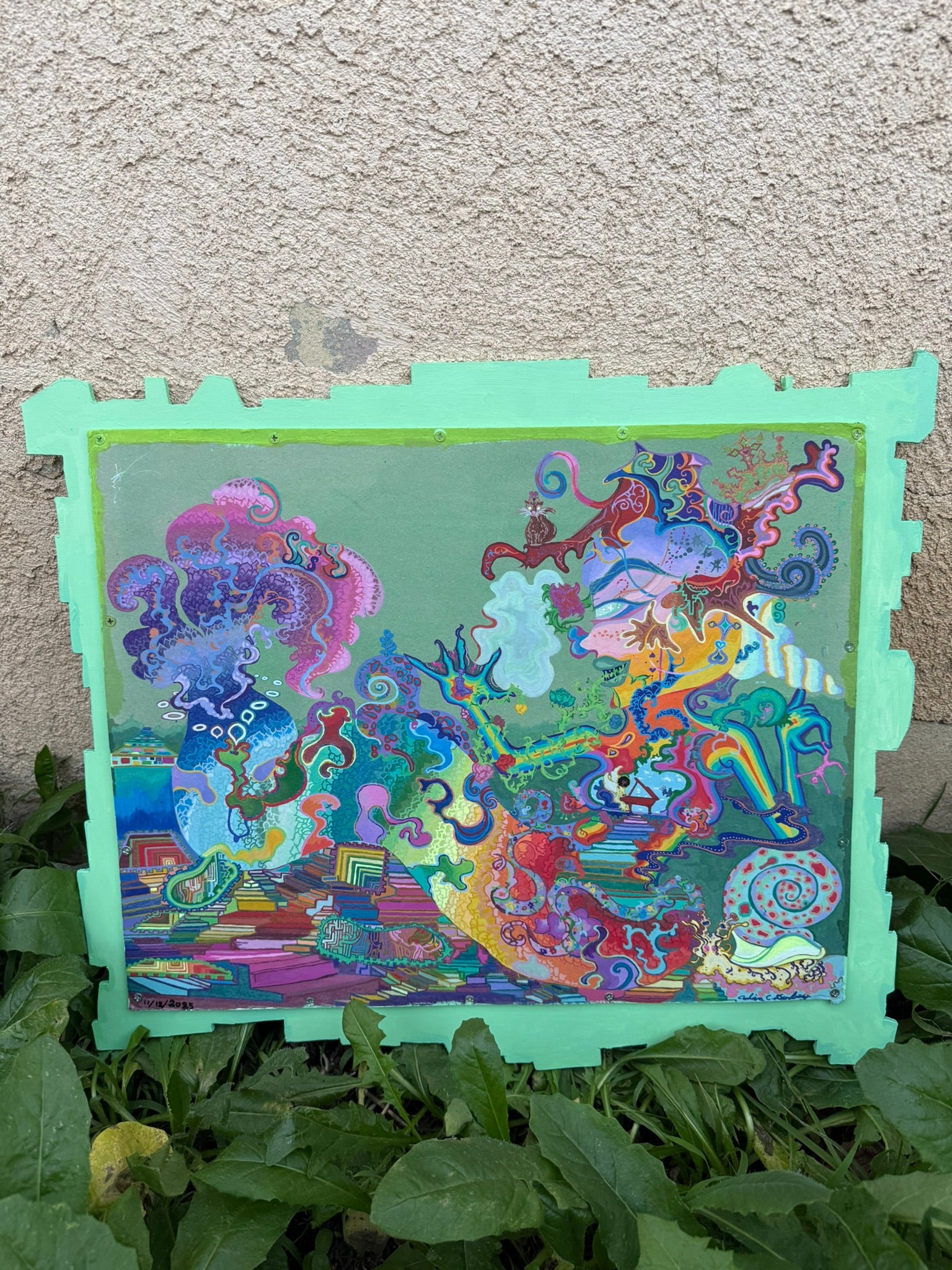 Seafoam, Siren Art, ethereal, surrealism, surreal art, detailed artwork, colorpop art, neon trippy, trippy landscapes, alien art, toxic wasteland inspired, Siren energy, subconscious mind, unconscious mind, bismuth, bismuth crystal inspo, crystal painting, whimsical, whimsy goth, IdenticalEternalSuns, Denley Twins, fantastical art, surreal paintings, whimsical artwork, colorful surrealism, detailed fantasy art, vibrant surreal art, highly detailed paintings, maximalist art, colorful fine art imaginative art