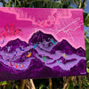 Crystal Amethyst Fairy artwork. Mystical fairies creating purple fog and heaven on earth to preserve the purple mountains, Surreal purple mountains, Otherworldly Rainbow Mountain fairies, Fairycore art inspo, Rainbow Fae paintings,. Fairy core painting. Mystical Fairies Original art, Mystical fairies in the Amethyst Mountains, IdenticalEternalsuns, Mystical fairies preserving the Amethyst Mountains 