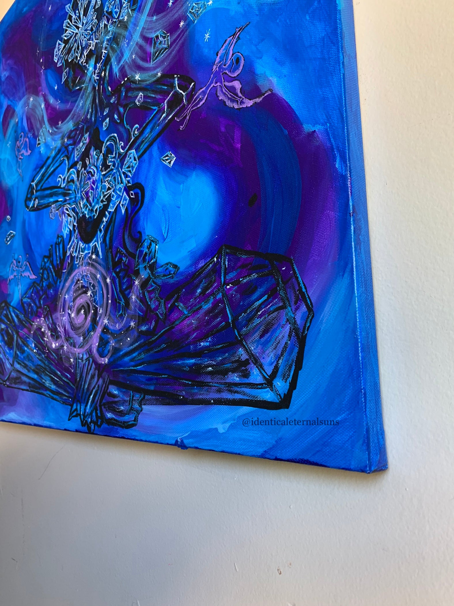 Blue Crystal Lotus Heart Original Painting