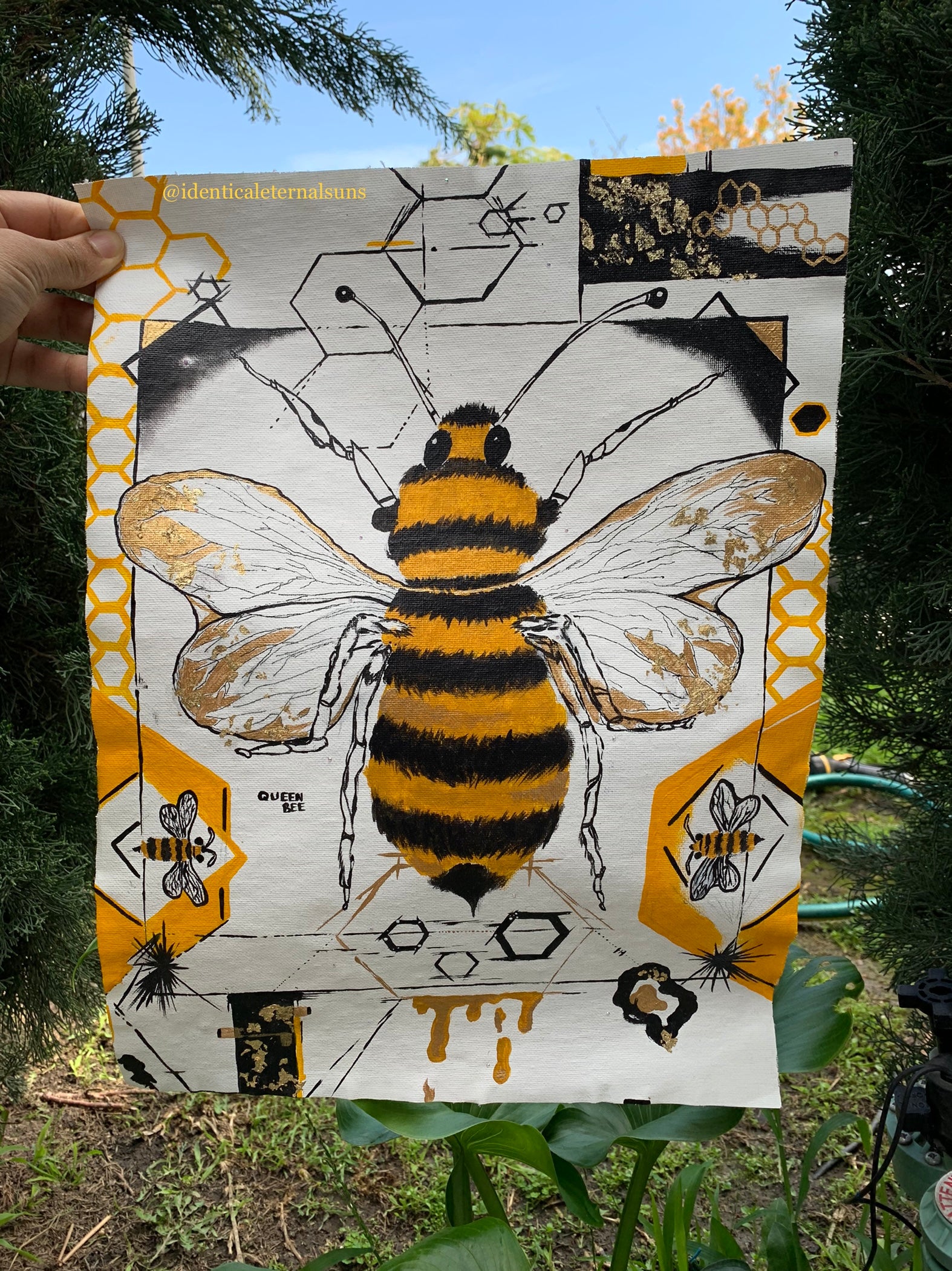 Geometrical Honey Bee Original Painting