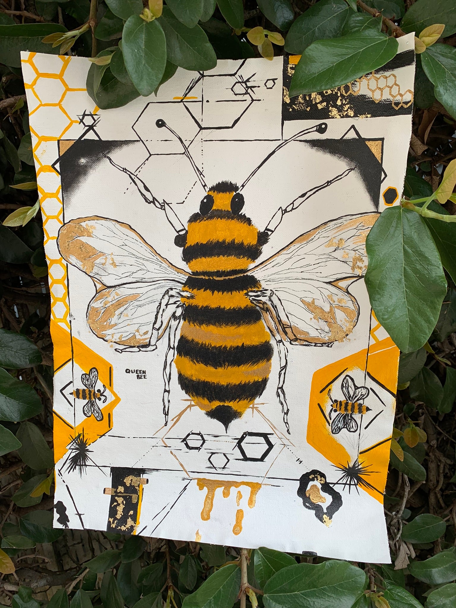 Geometrical Honey Bee Original Painting