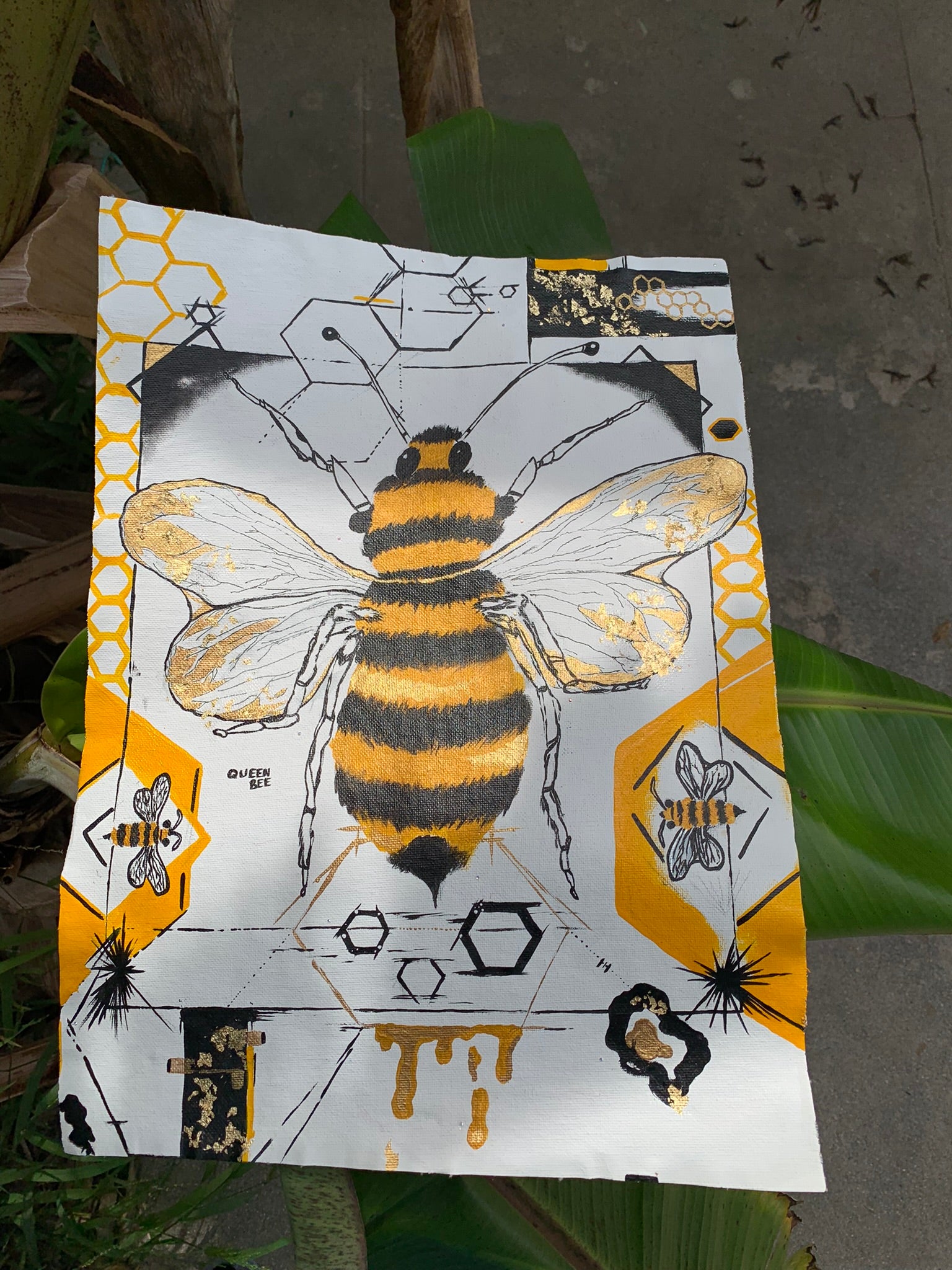 Geometrical Honey Bee Original Painting