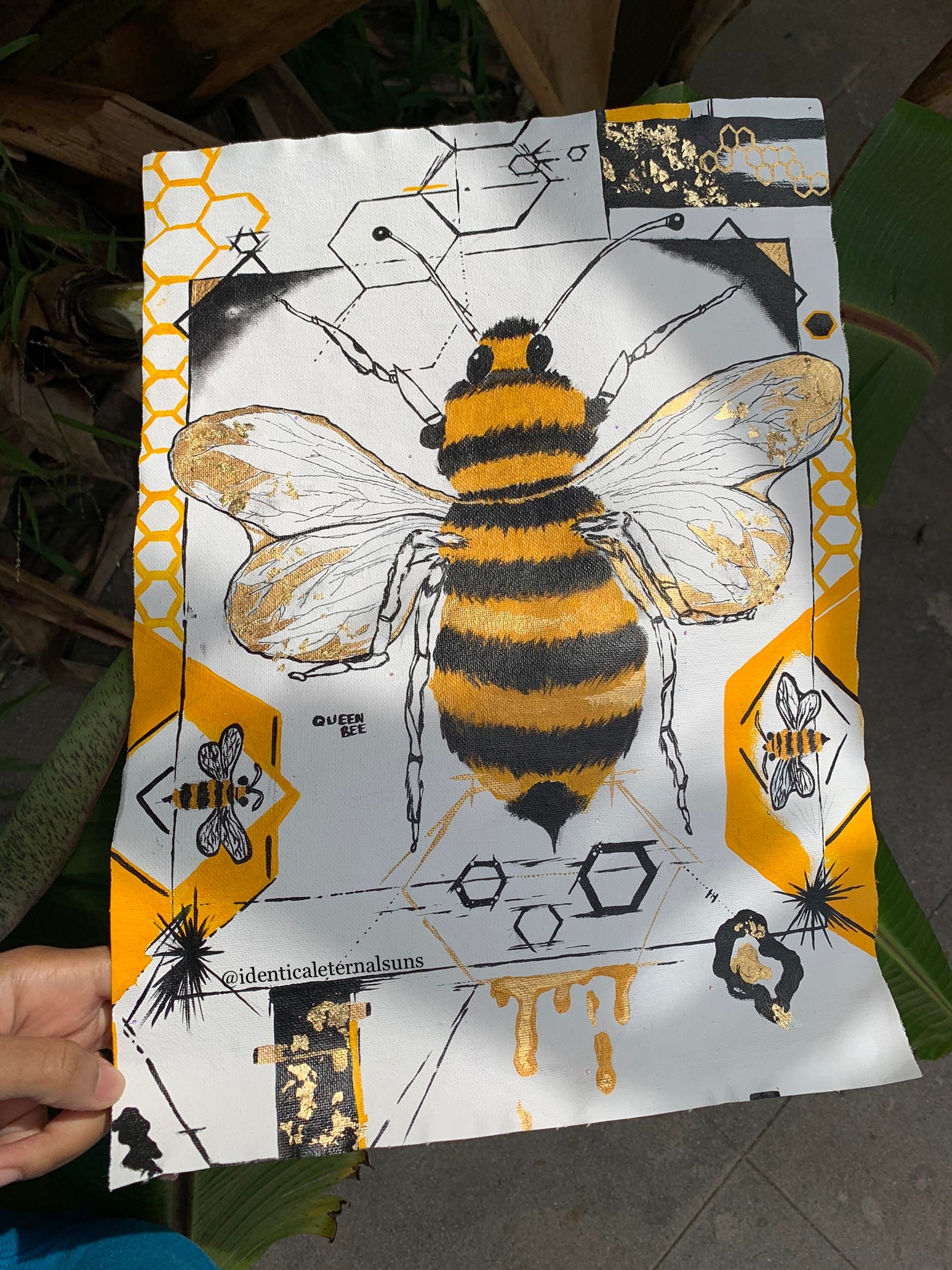 Geometrical Honey Bee Original Painting