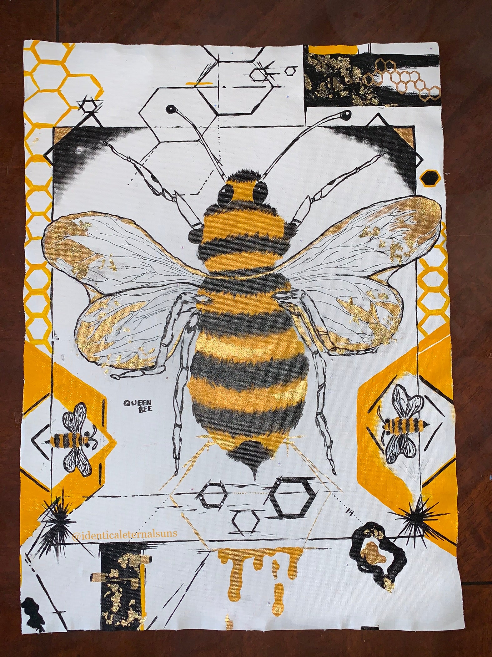 Geometrical Honey Bee Original Painting