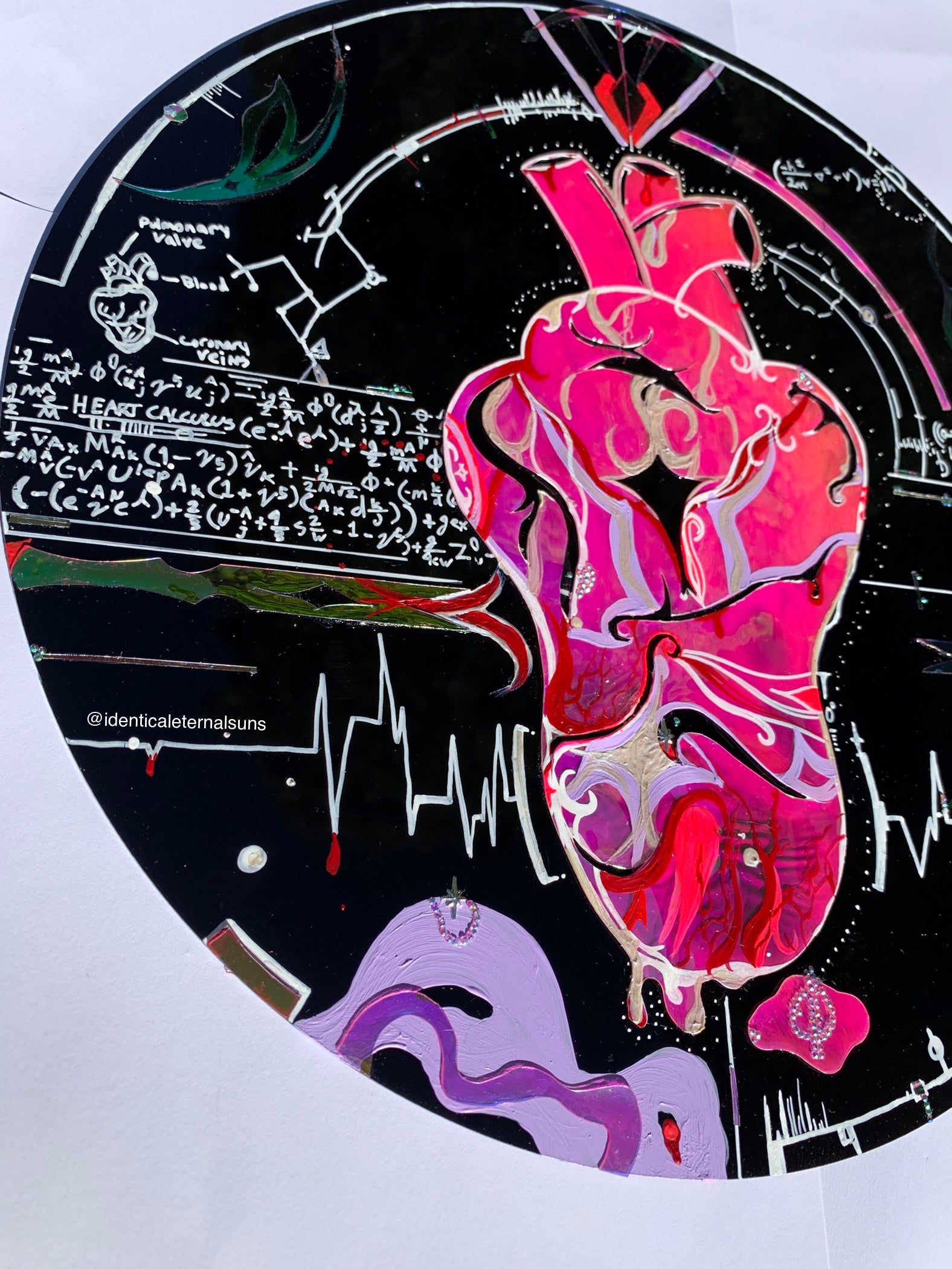 Heart Chrome complexities Original Mixed Media Painting