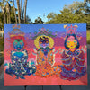 The Three Queens of Tara and Tiamat Original Painting, High Priestesses, Tara and Tiamat, sovereignty, divine feminine, cosmic consciousness, healing energy, meditation, ultra glee, empowerment, sacred heart, emotional nurturing, divine will, cosmic Christ, colors of unity, collective healing, regal queens, timelessness, energy flow, mystical realms, spiritual awakening, fantastical art, surreal paintings, whimsical artwork, colorful surrealism, detailed fantasy art, vibrant surreal art, highly detailed pai
