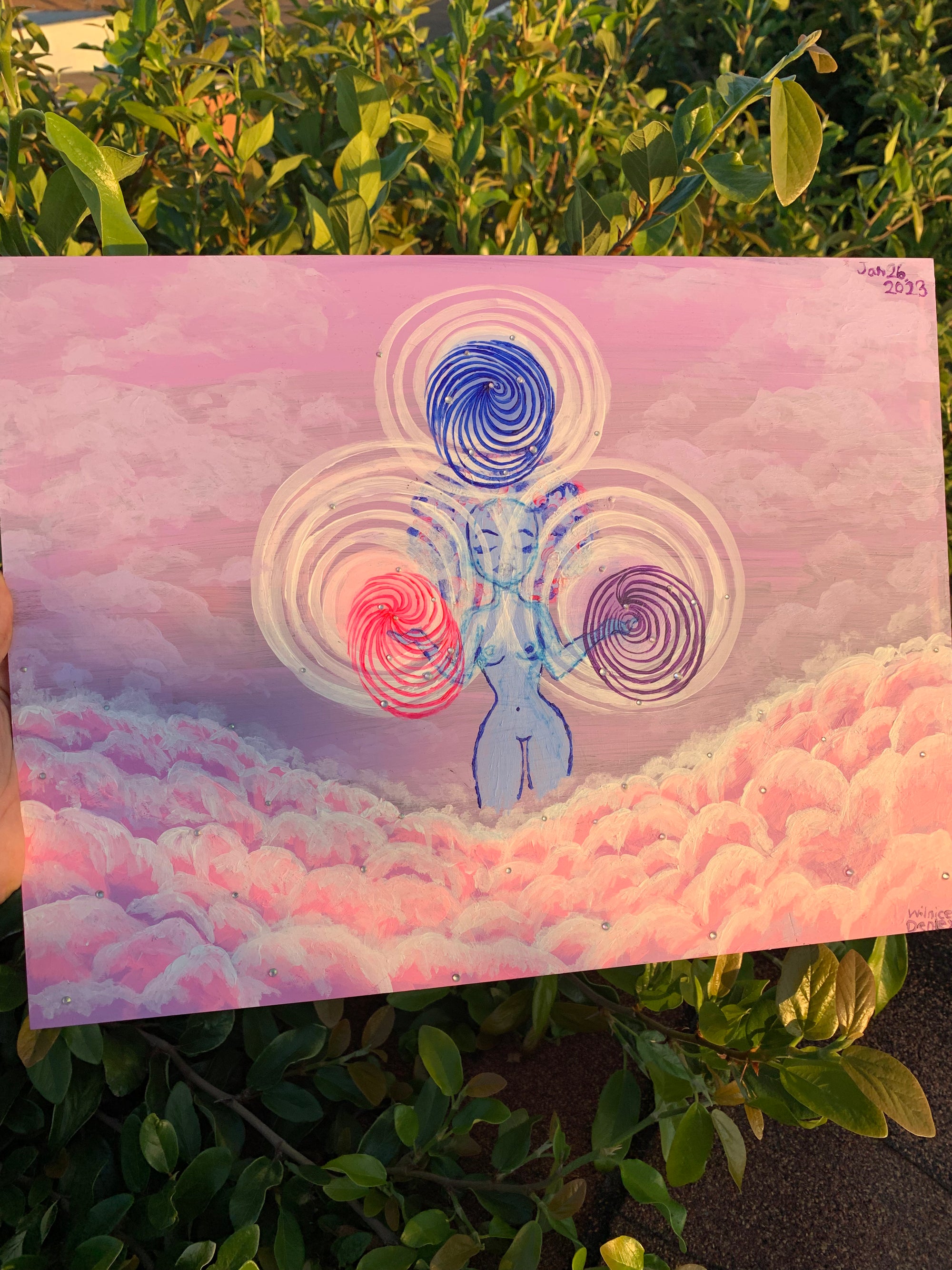Sky Femme Eternal Spiral Creatrix original painting, Divine feminine, her powerful creation energy that resides within her DNA. The cosmic womb of creation artwork. The sacred geometry of swirls that resembles the expansion of eternal life. Sky femme eternal spiral creatrix artwork. Divine Feminine painting. Sacred feminine artwork. Eternal Spiral of Life artwork, Identicaleternalsuns