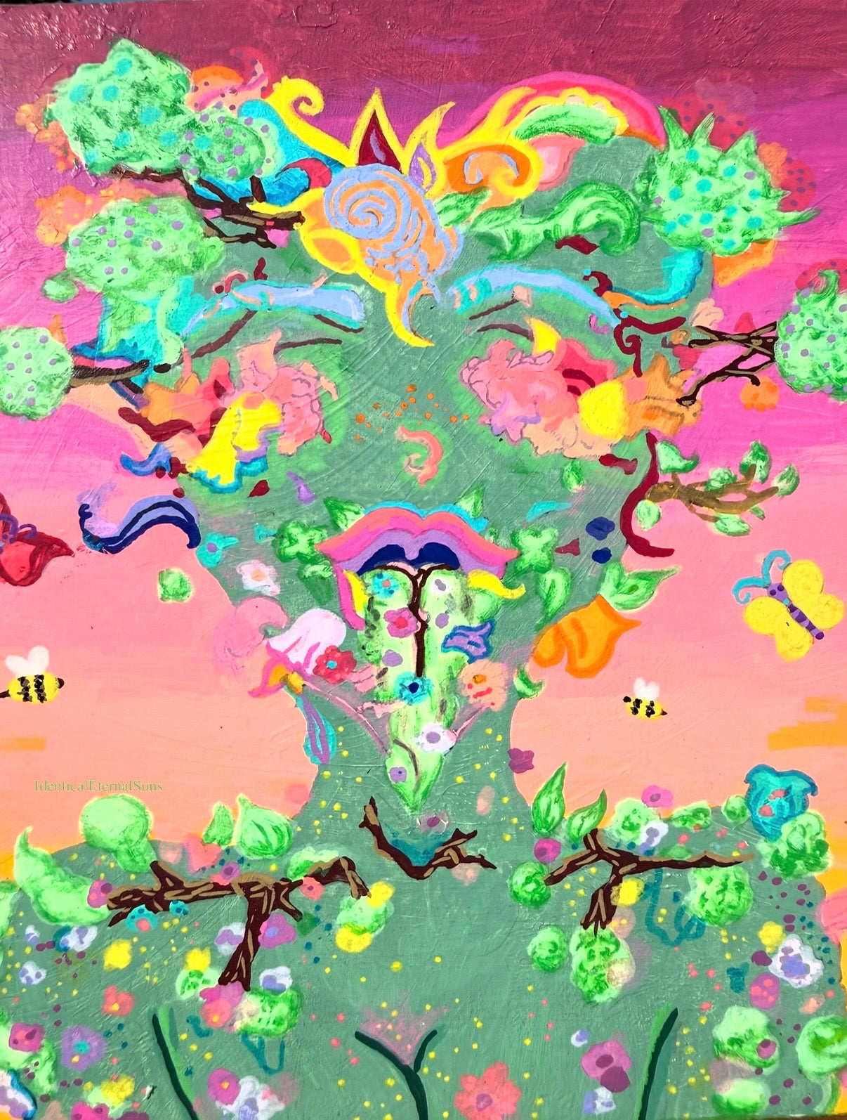 Flower Consumption Slide-in Original Painting, floral fusion, Surrealism, flower anomaly, nature art trippy, BotanicalBeauty Unique flower anomaly art, garden enthusiasts, floral fusion, rare crossbred blossoms, botanical beauty, nature-inspired surrealism,&nbsp;pashimina, surrealism, flower consumption trippyfantastical art, surreal paintings, whimsical artwork, colorful surrealism, detailed fantasy art, vibrant surreal art, highly detailed paintings, maximalist art, colorful fine art, imaginative painting