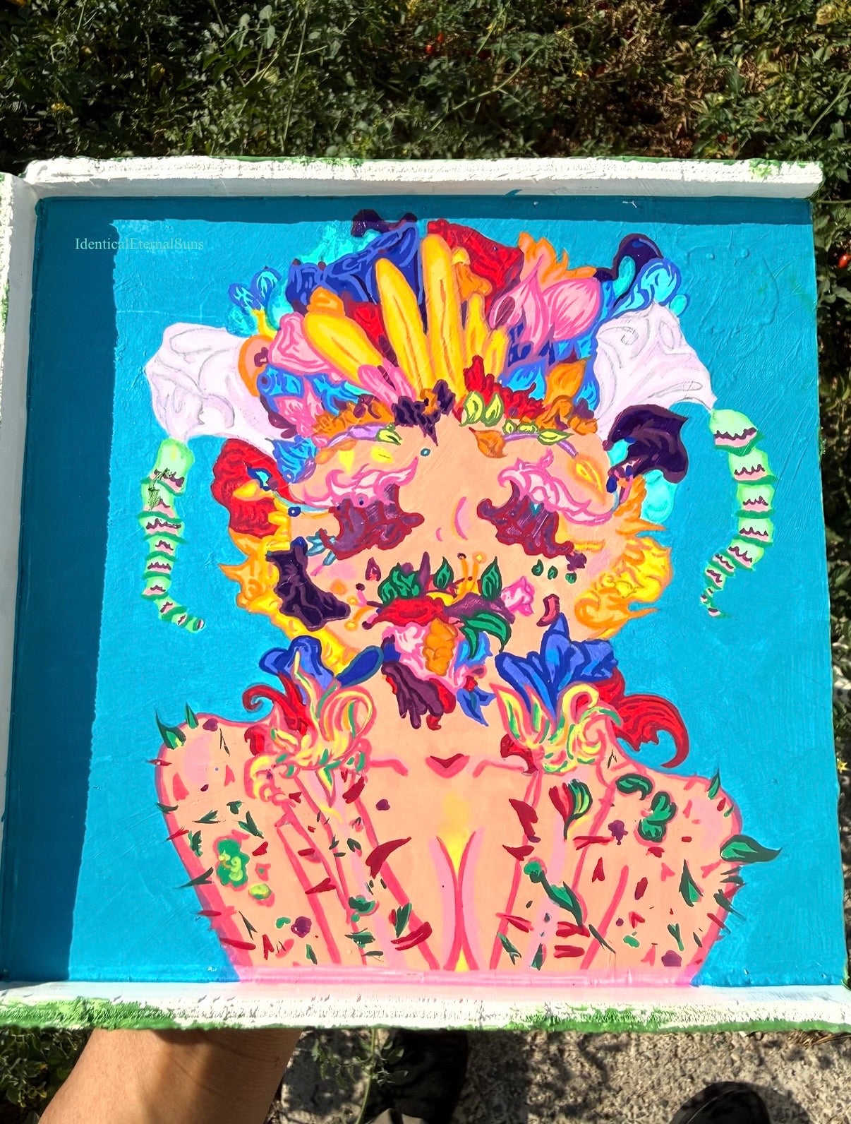 Flower Consumption Slide-in Original Painting, floral fusion, Surrealism, flower anomaly, nature art trippy, BotanicalBeauty Unique flower anomaly art, garden enthusiasts, floral fusion, rare crossbred blossoms, botanical beauty, nature-inspired surrealism,&nbsp;pashimina, surrealism, flower consumption trippyfantastical art, surreal paintings, whimsical artwork, colorful surrealism, detailed fantasy art, vibrant surreal art, highly detailed paintings, maximalist art, colorful fine art, imaginative painting