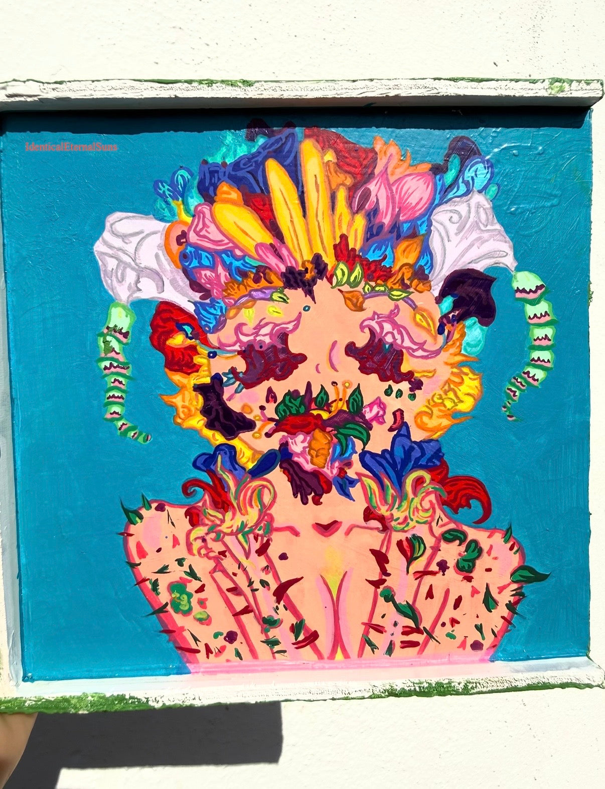 Flower Consumption Slide-in Original Painting, floral fusion, Surrealism, flower anomaly, nature art trippy, BotanicalBeauty Unique flower anomaly art, garden enthusiasts, floral fusion, rare crossbred blossoms, botanical beauty, nature-inspired surrealism,&nbsp;pashimina, surrealism, flower consumption trippyfantastical art, surreal paintings, whimsical artwork, colorful surrealism, detailed fantasy art, vibrant surreal art, highly detailed paintings, maximalist art, colorful fine art, imaginative painting
