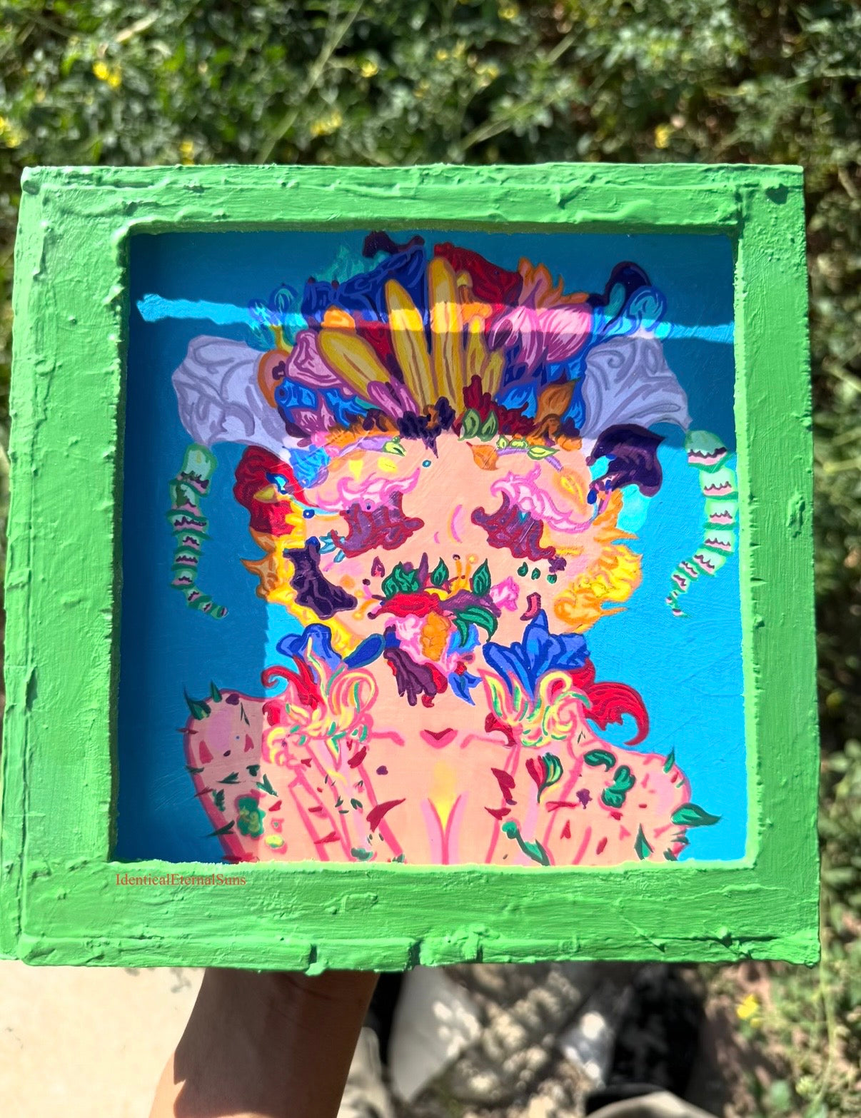 Flower Consumption Slide-in Original Painting, floral fusion, Surrealism, flower anomaly, nature art trippy, BotanicalBeauty Unique flower anomaly art, garden enthusiasts, floral fusion, rare crossbred blossoms, botanical beauty, nature-inspired surrealism,&nbsp;pashimina, surrealism, flower consumption trippyfantastical art, surreal paintings, whimsical artwork, colorful surrealism, detailed fantasy art, vibrant surreal art, highly detailed paintings, maximalist art, colorful fine art, imaginative painting