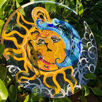 The Sun and Moon Night and Day painting,  mixed media painting sun and moon, eclectic nature room decor, avantgarde sun and moon art, night and day painting, clear playful sun and moon art, whimsical sun, sun radiance, sun and moon night and day mixed media, surrealism, ecstatic, Solar activity, Solar system planet art, sun and moon painting aesthetic, sun and moon room decor, witchy decor, unique nature decoration, Identicaleternalsuns