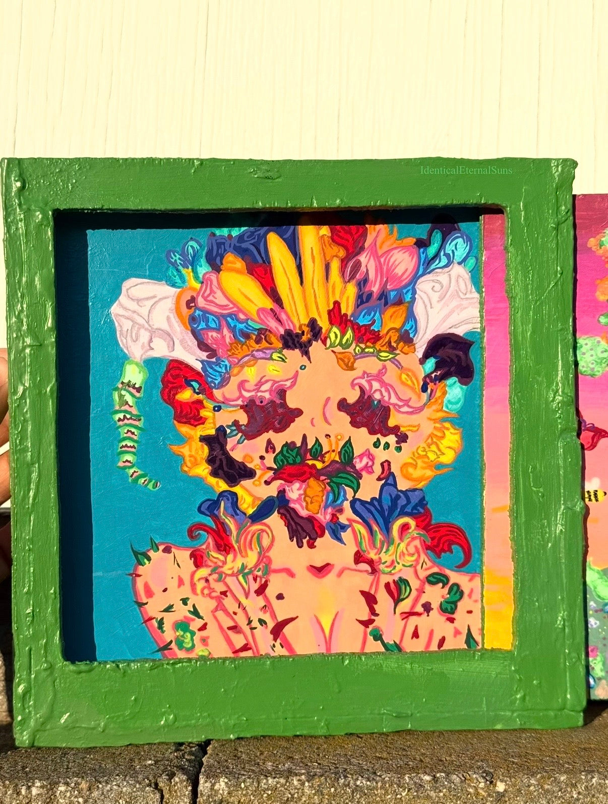 Flower Consumption Slide-in Original Painting, floral fusion, Surrealism, flower anomaly, nature art trippy, BotanicalBeauty Unique flower anomaly art, garden enthusiasts, floral fusion, rare crossbred blossoms, botanical beauty, nature-inspired surrealism,&nbsp;pashimina, surrealism, flower consumption trippyfantastical art, surreal paintings, whimsical artwork, colorful surrealism, detailed fantasy art, vibrant surreal art, highly detailed paintings, maximalist art, colorful fine art, imaginative painting