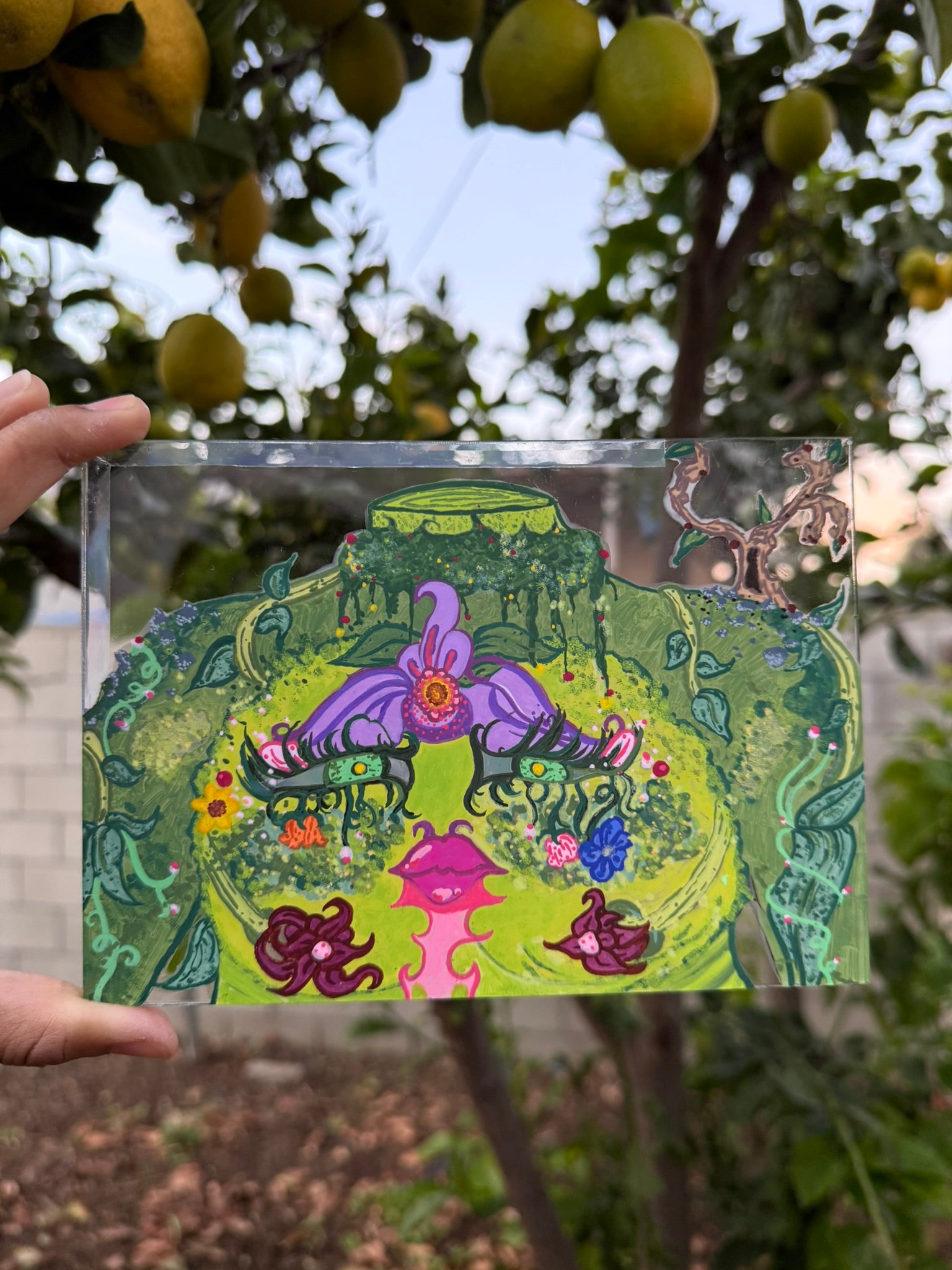 Viridiana Original Painting, Grounded, Sublime, self reliant, high self esteem, confidence, fresh energy, calm mind, wholeness within, inner peace, tranquility, breath of fresh air, abundance, full of life, nature lovers, plant lovers, divine feminine energy, gracefulness and poise