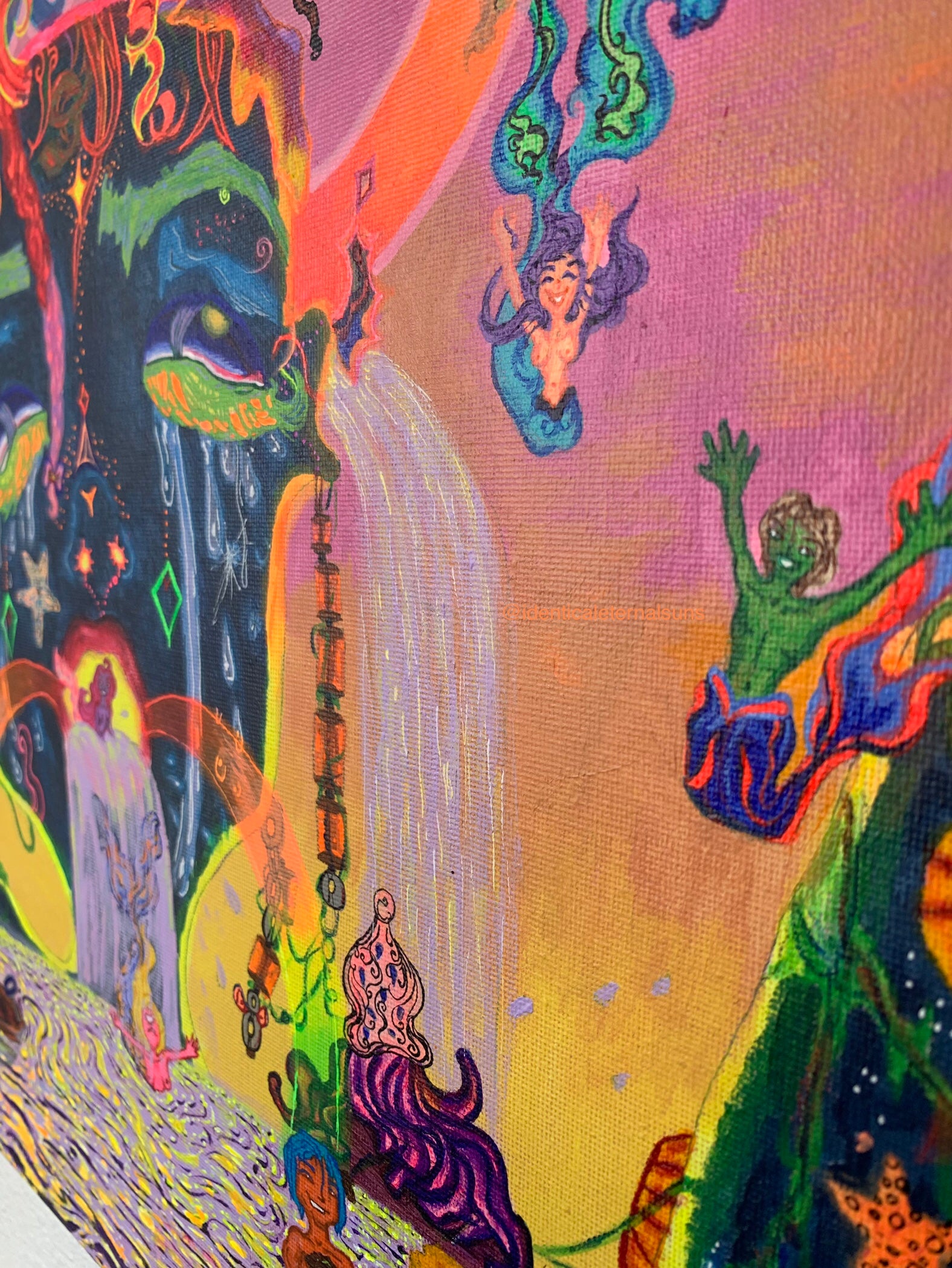 Feminine rage and chaotic desire painting, Identicaleternalsuns, DenleyTwins, Whimsical, radiant, otherworldly, glorious, fantastical, eternal, divine, unicorn, unicorn princess, visionary, Dreamy, heavenly, cosmic, wonderland, euphoria, playful, Ecstatic, fairytale, transformation, magical, magical art, fantastical, thallasophobia, seamonster, seacreature, aquatic, abyss, sailors, scurvy, femininerage, femalerage, chaos, deepbluesea, chaotic desire