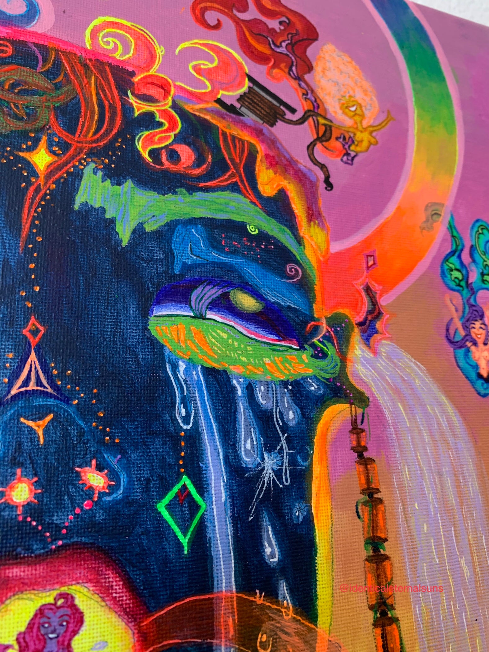 Feminine rage and chaotic desire painting, Identicaleternalsuns, DenleyTwins, Whimsical, radiant, otherworldly, glorious, fantastical, eternal, divine, unicorn, unicorn princess, visionary, Dreamy, heavenly, cosmic, wonderland, euphoria, playful, Ecstatic, fairytale, transformation, magical, magical art, fantastical, thallasophobia, seamonster, seacreature, aquatic, abyss, sailors, scurvy, femininerage, femalerage, chaos, deepbluesea, chaotic desire