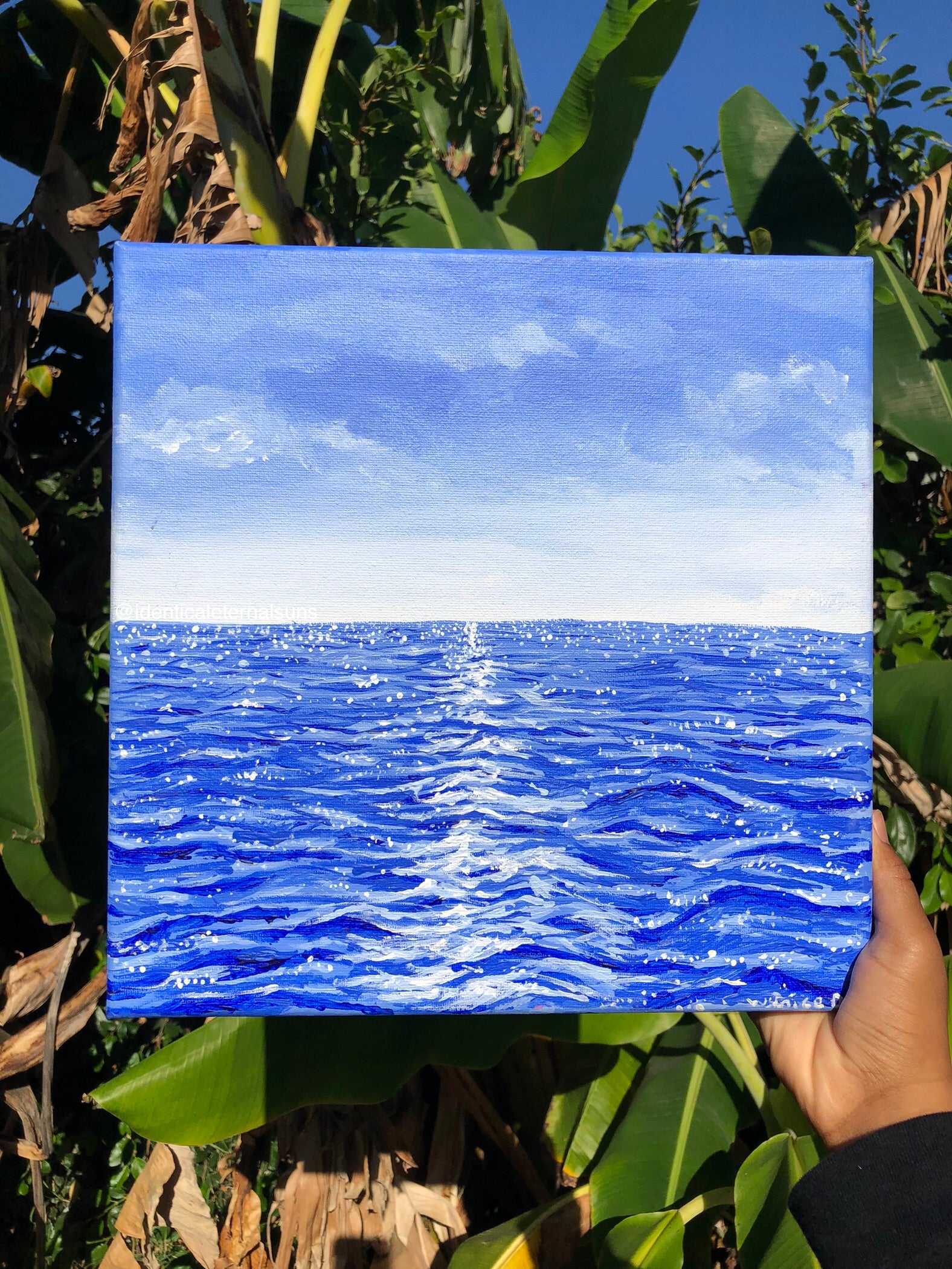 Simplicity Original Painting, Crystal clear ocean blue waters. A place of peace, deep tranquility, and serenity for the soul. Serene blue tranquil ocean seascape painting. Clear blue ocean water artwork. Clear fresh blue sea artwork painting for sale. Seascape artwork for sale. Sea landscape. Blue seashores. Water artwork. Aesthetic ocean art. Identicaleternalsuns