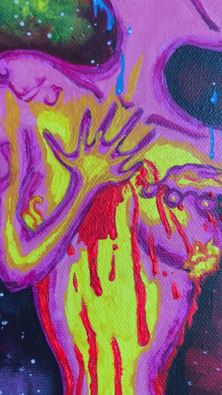Pink Magenta Diamond Cosmic Femme being who bleeds universal love art painting. Angelic creature art, cosmic diamond alien, magenta cosmic, She causes galaxies to spin, cosmic alien femme painting, Pink alien aesthetic, Divine cosmic feminine quotes, out of this world space alien girl, Identicaleternalsuns, pink trippy alien, Pink Magenta Diamond Cosmic Femme
