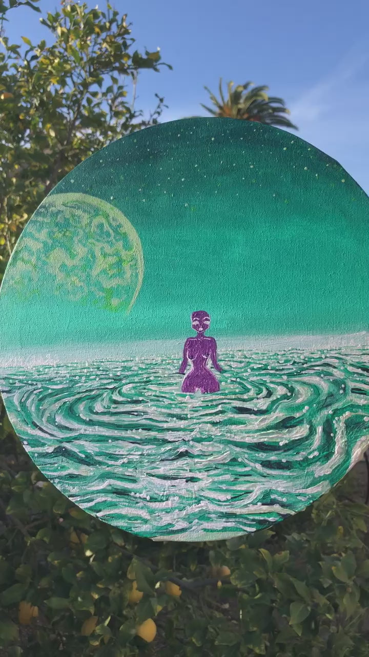 Purple Seafomia Nymph Feminine Being Original Painting, Purple sea creature, purple sea nymph, purple siren, Seafomia Nymph Feminine Being, sea goddess art, sea siren goddess art, divine feminine sea goddess, purple ocean goddess, otherworldy sea goddess, celestial siren, ethereal purple creature art, identicaleternalsuns